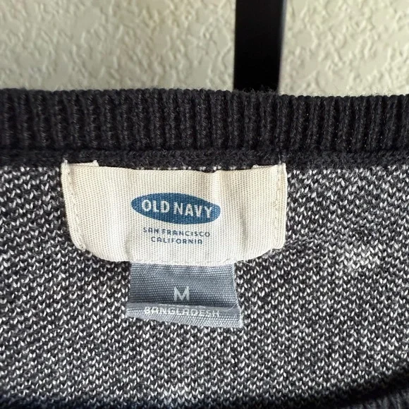 Black Polka Dot Cotton Sweater Womens Medium Knit Pullover Layering Top Old Navy - Picture 5 of 7